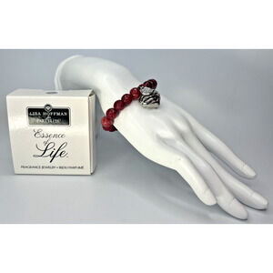 PartyLite Essence of Life Bracelet Red/Silver Heart Charm NIB P91975/P19B